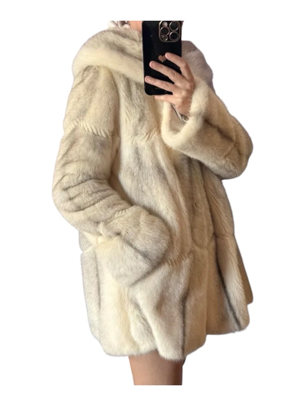 White ivory cream mink fur coat jacket - Picture 13 of 16